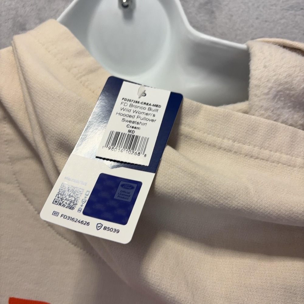 NWT FORD Bronco Built Wild Hoodie Sweatshirt Womens Medium Beige Fleece - Picture 3 of 11